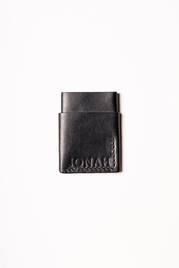black handmade in uk cardholder in leather 