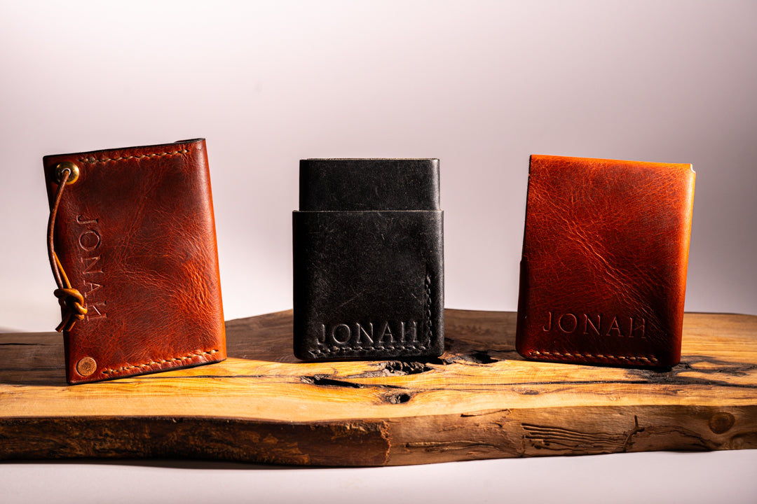 trio of the best uk handmade wallets in leathere